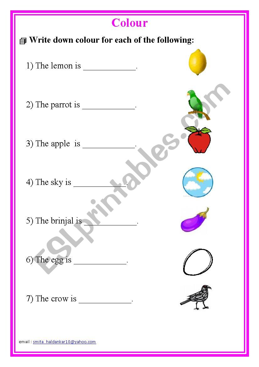 Colour  worksheet