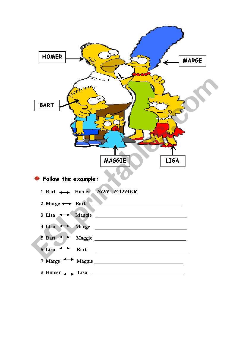 the simpsons family worksheet