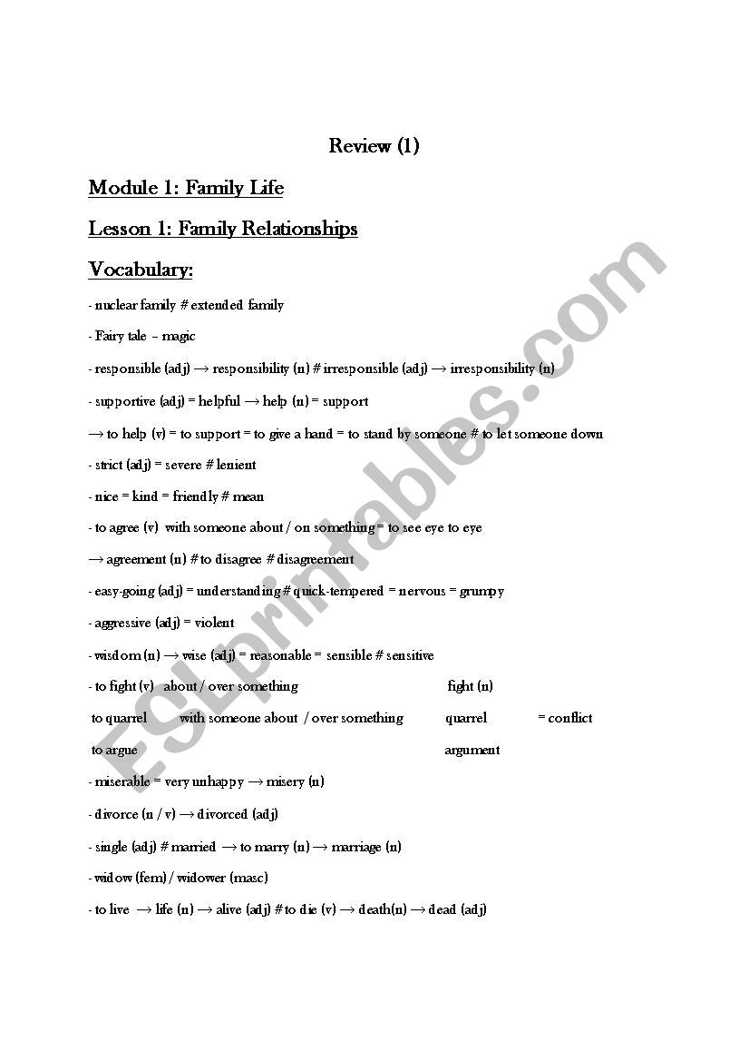 review 1 esl worksheet by banene