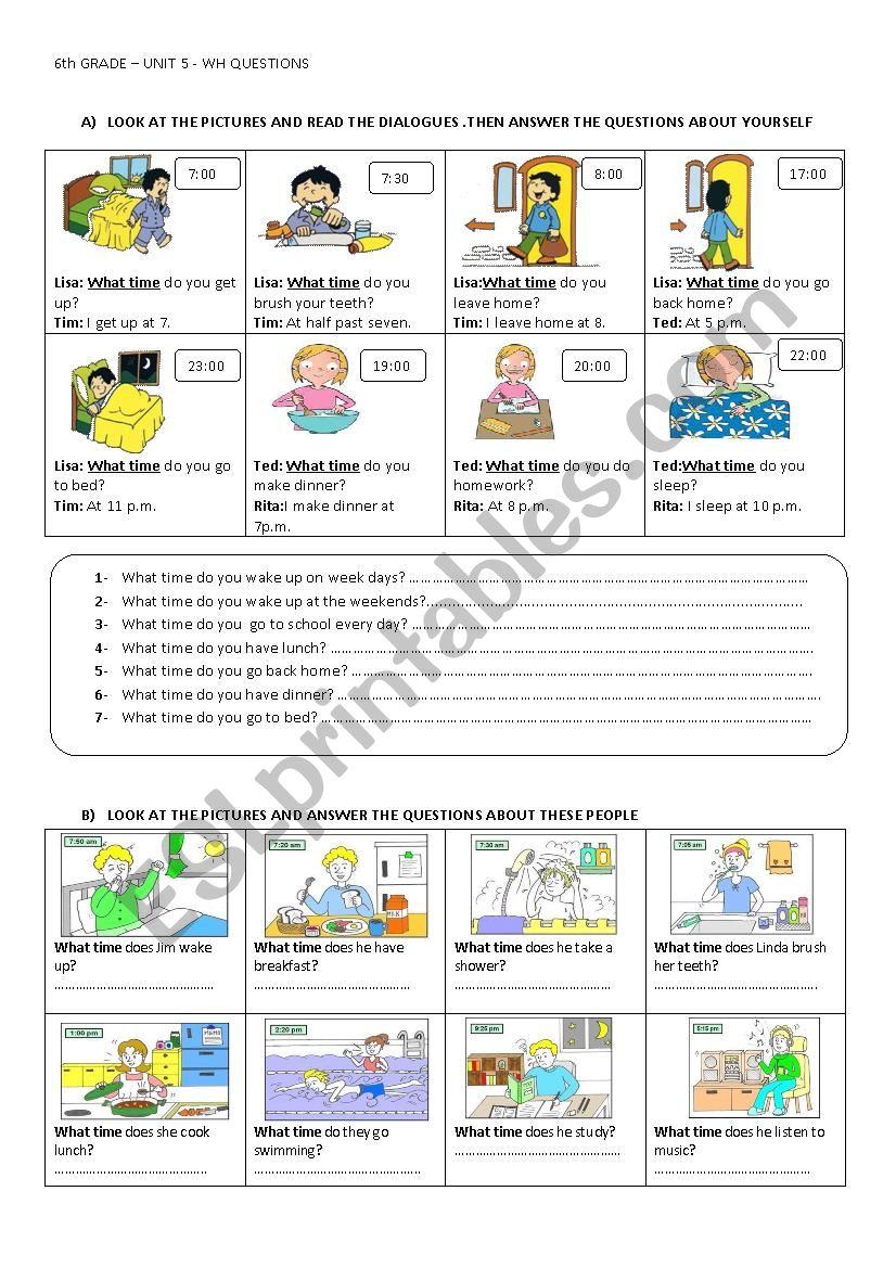 simple present question words only ´WHAT TIME´ - ESL worksheet by ...