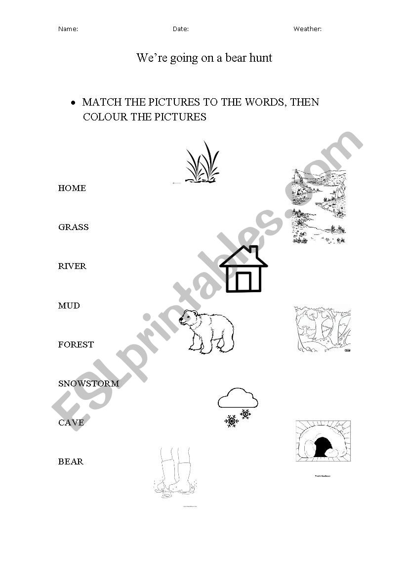 We´re going on a bear hunt - ESL worksheet by raguila