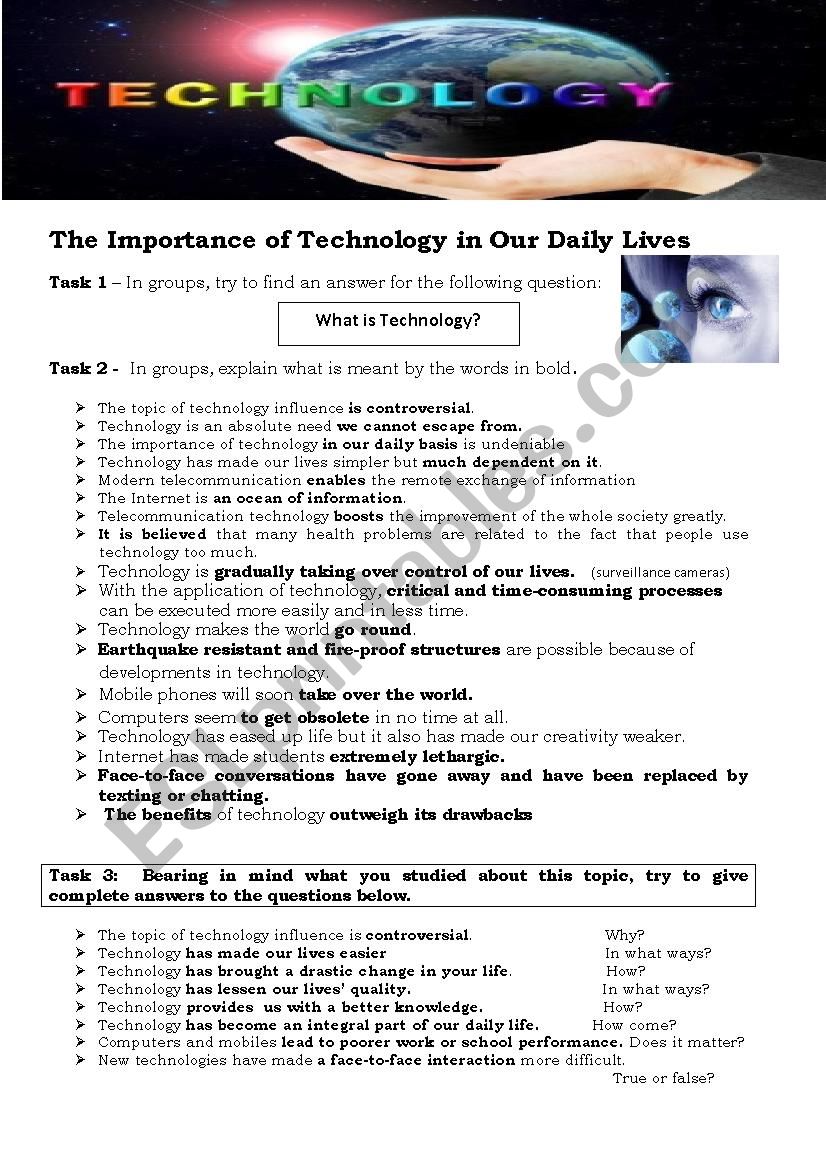 NEW TECHNOLOGIES - How important they are in our lives