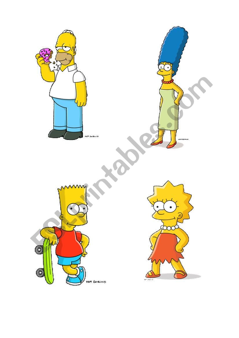 Simpsons Family Flashcards worksheet