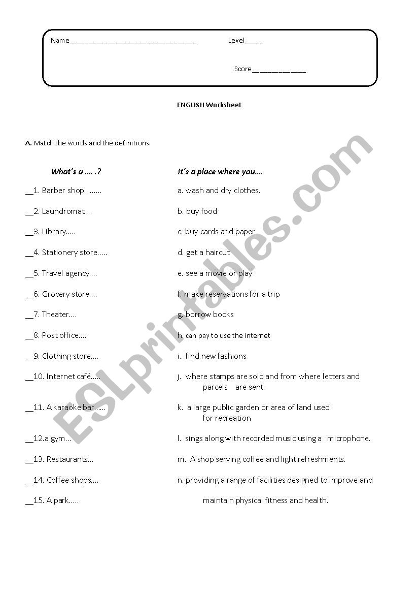 Occupation worksheet