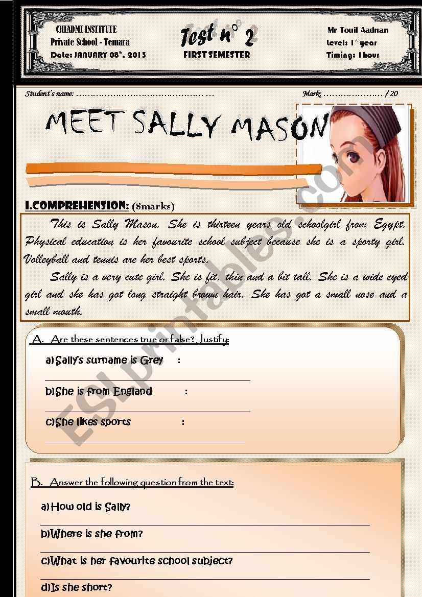 SALLY MASON worksheet