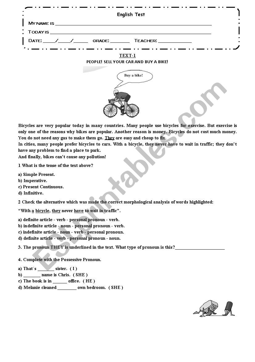 BUY A BIKE worksheet