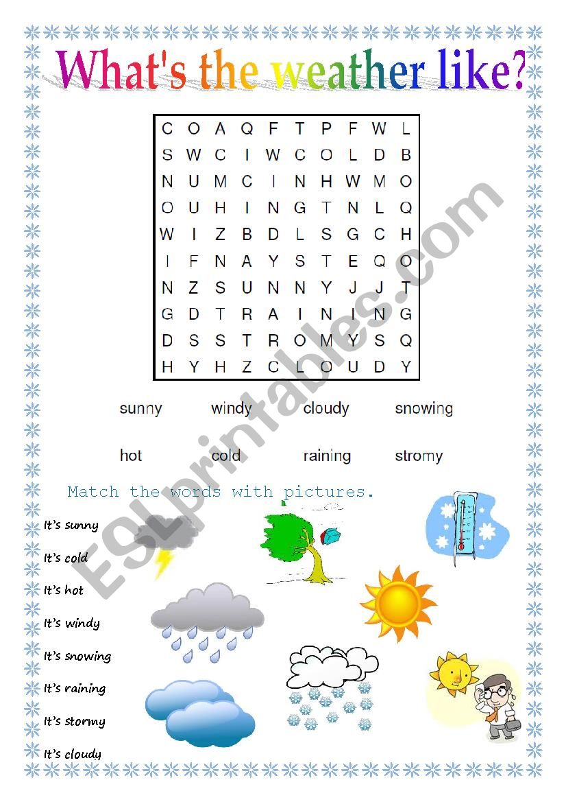 What´s the weather like? - ESL worksheet by the globe