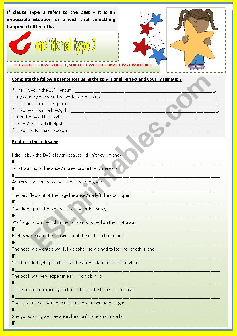 If Clause Type 3 ESL Worksheet By Mandysantos