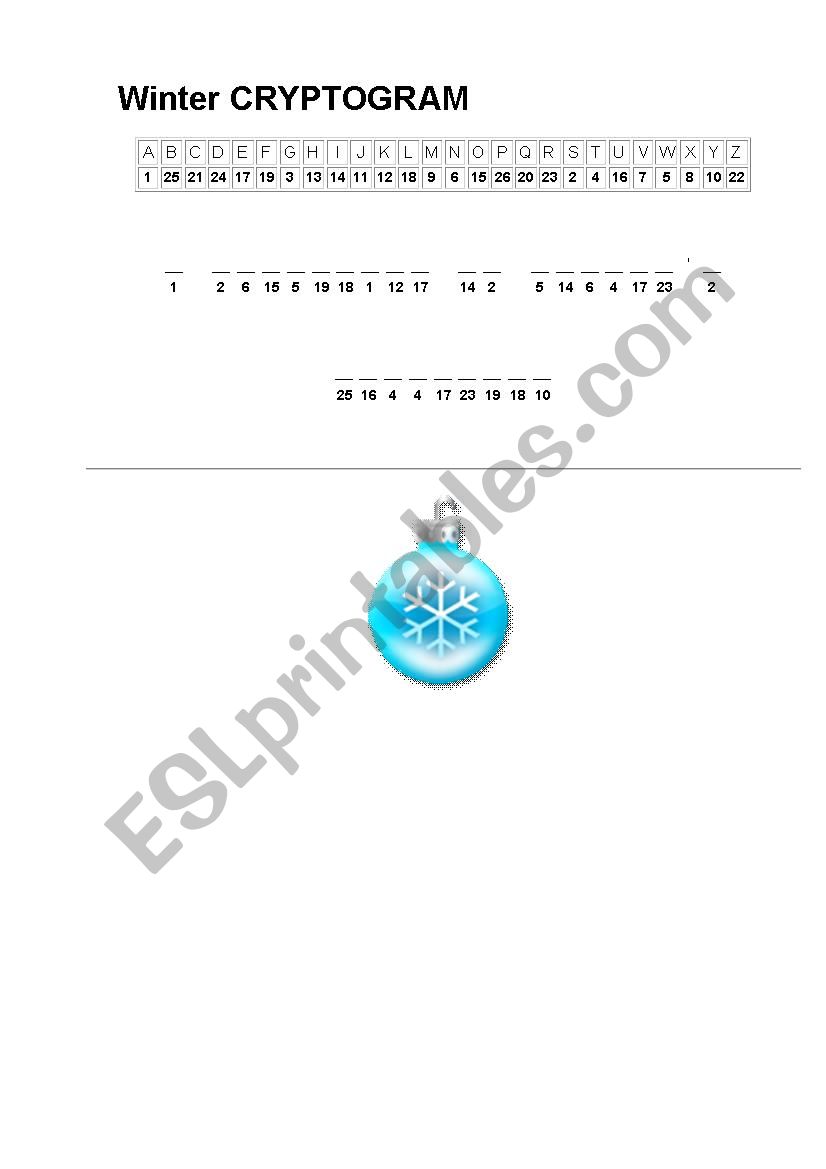 Winter CRYPTOGRAM worksheet