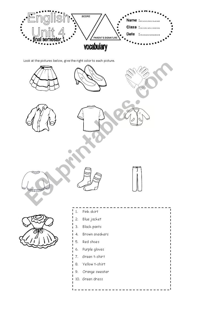favorite clothes - ESL worksheet by uly04groovy
