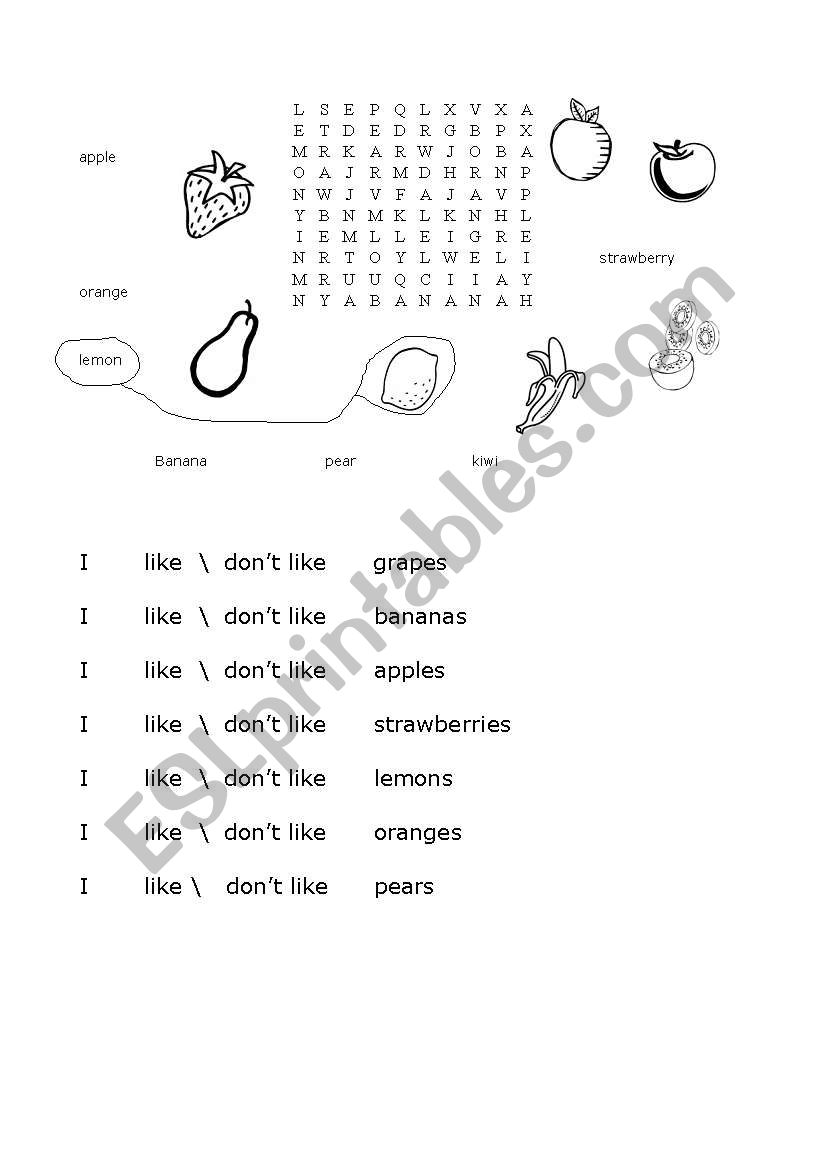 fruits worksheet