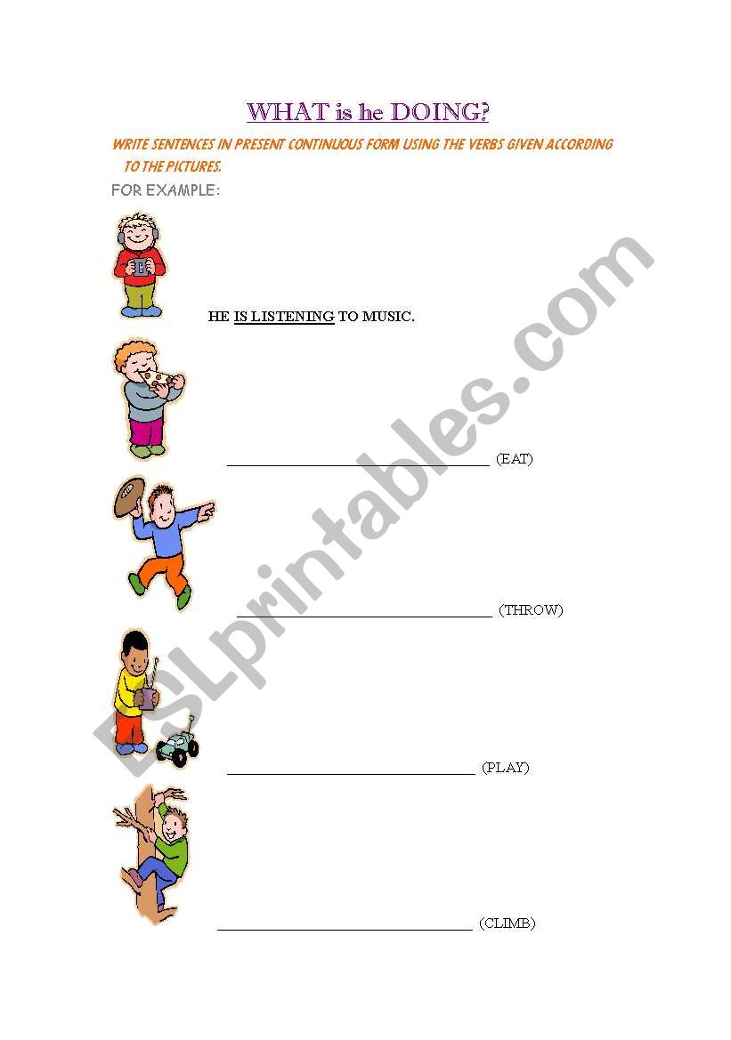 present continuous exercises worksheet