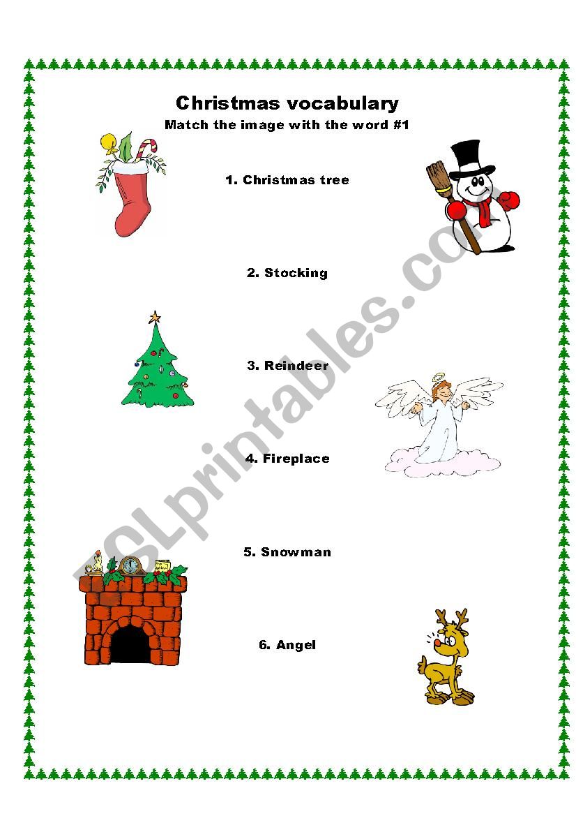 Christmas vocabulary (easy) worksheet
