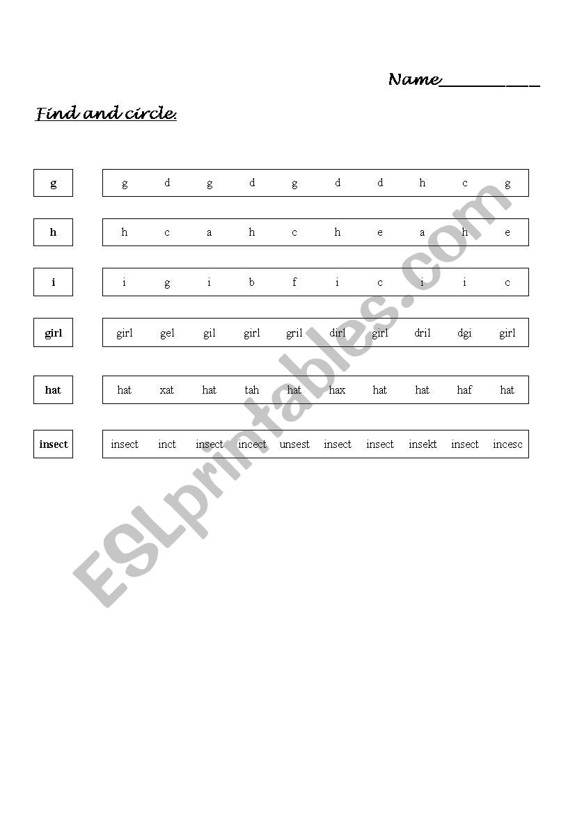 Alphabet search worksheet