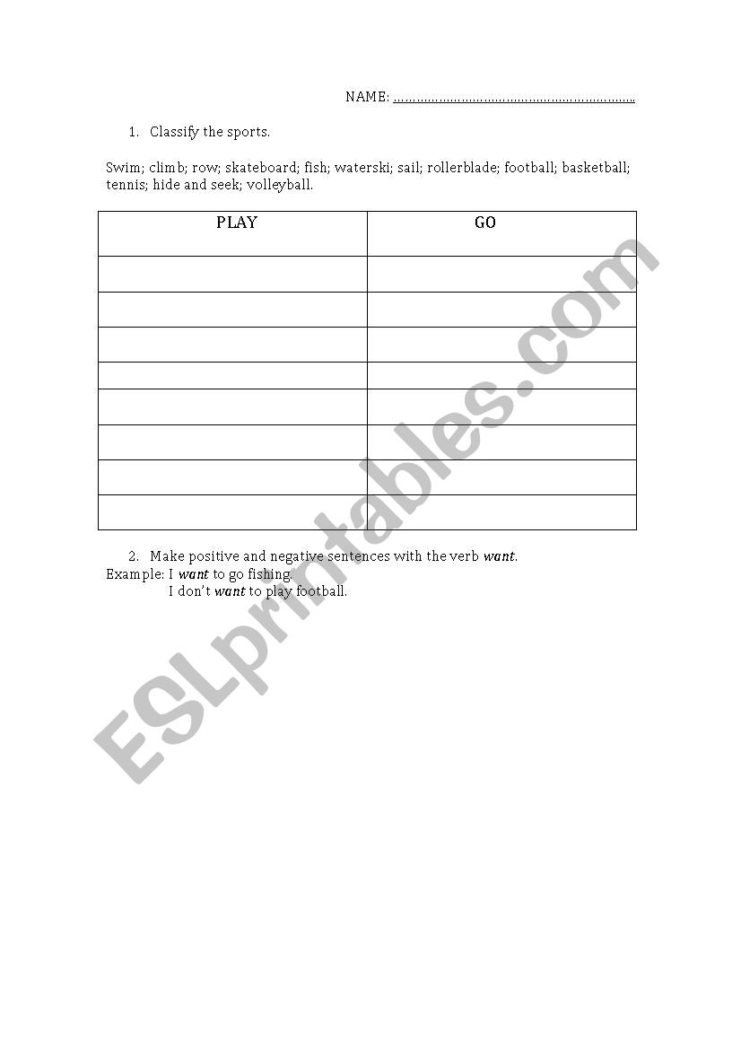 Outdoor games  worksheet