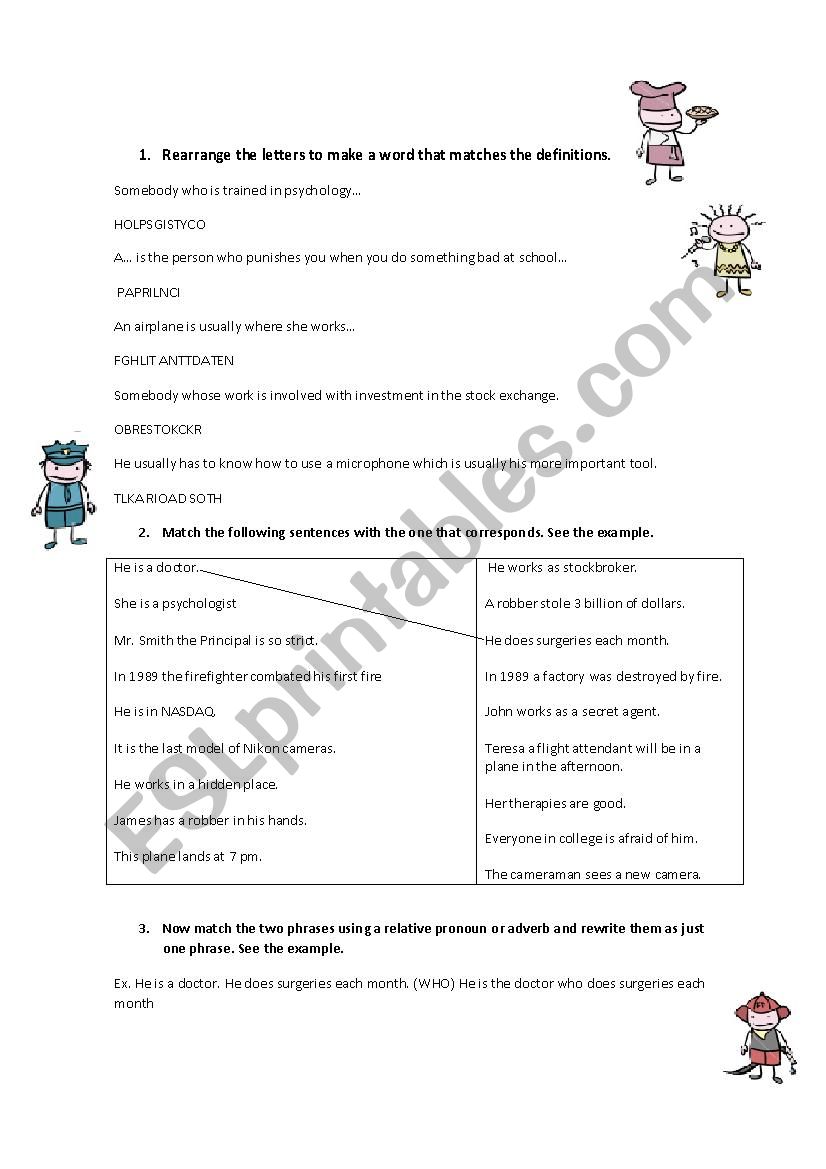 JOBS 6 PROFESSIONS worksheet