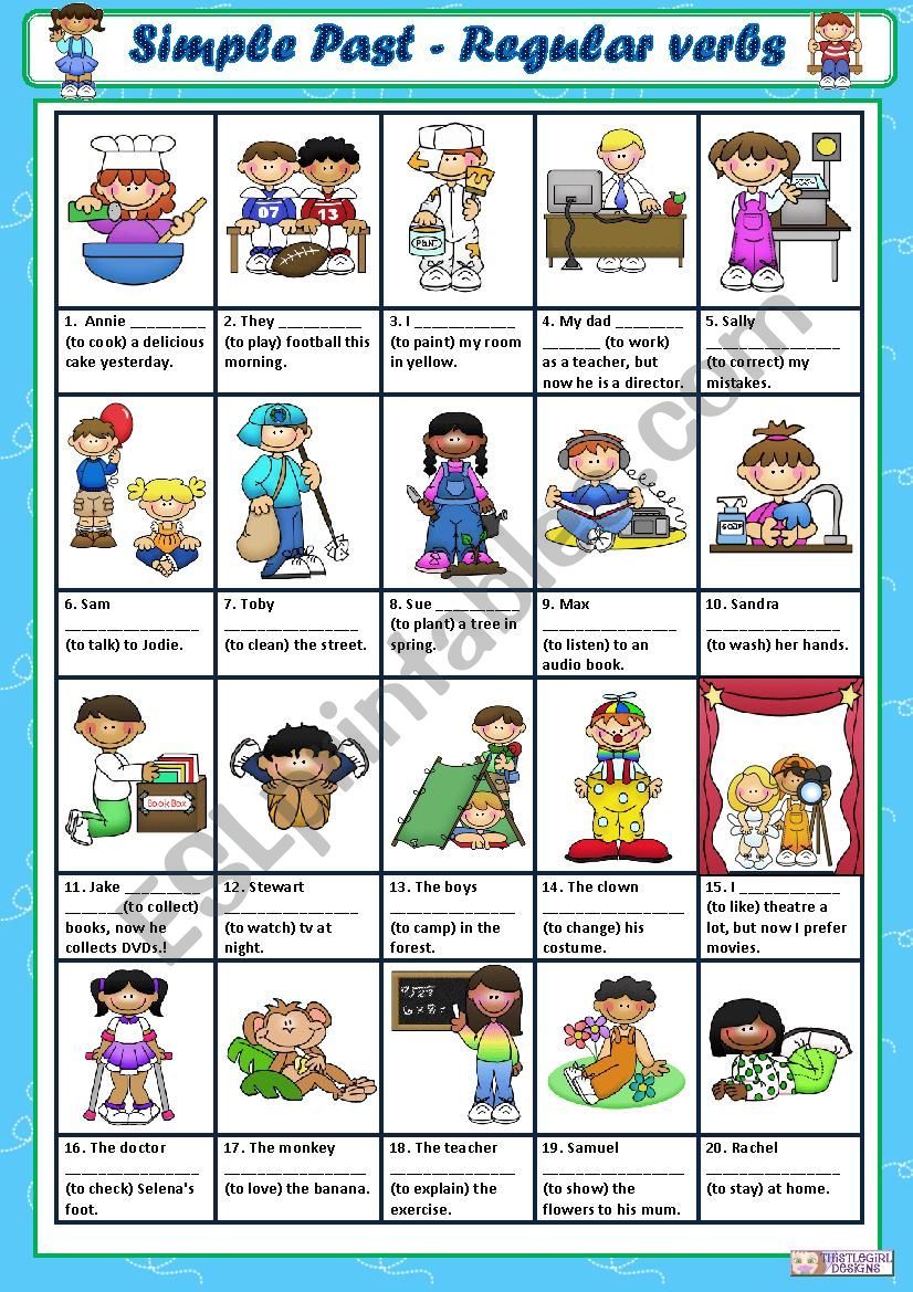 Simple Past Regular Verbs ESL Worksheet By SaraMariam