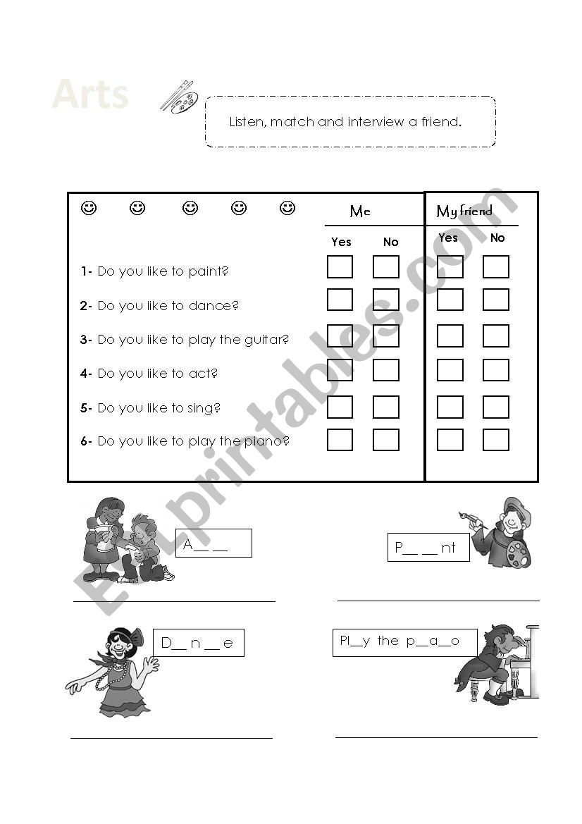 Arts worksheet