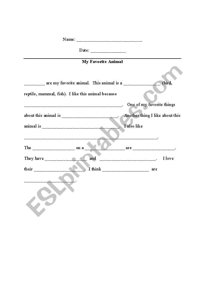 Framed Paragraph worksheet