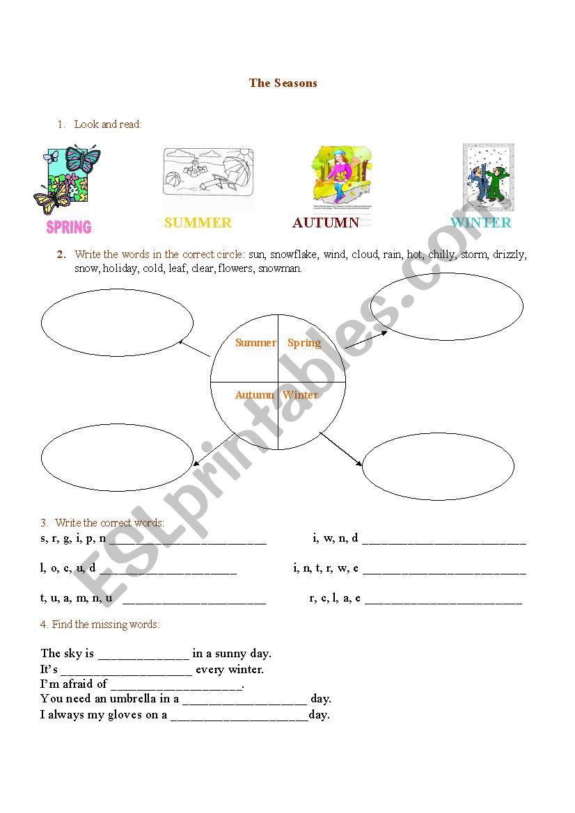 seasons worksheet