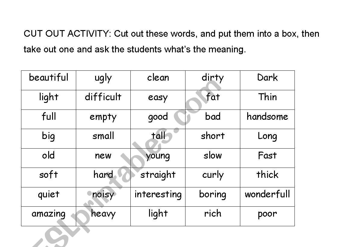 ADJECTIVES worksheet