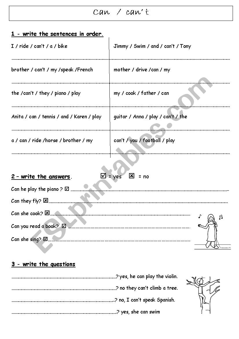 can can´t - ESL worksheet by v.ferrapie