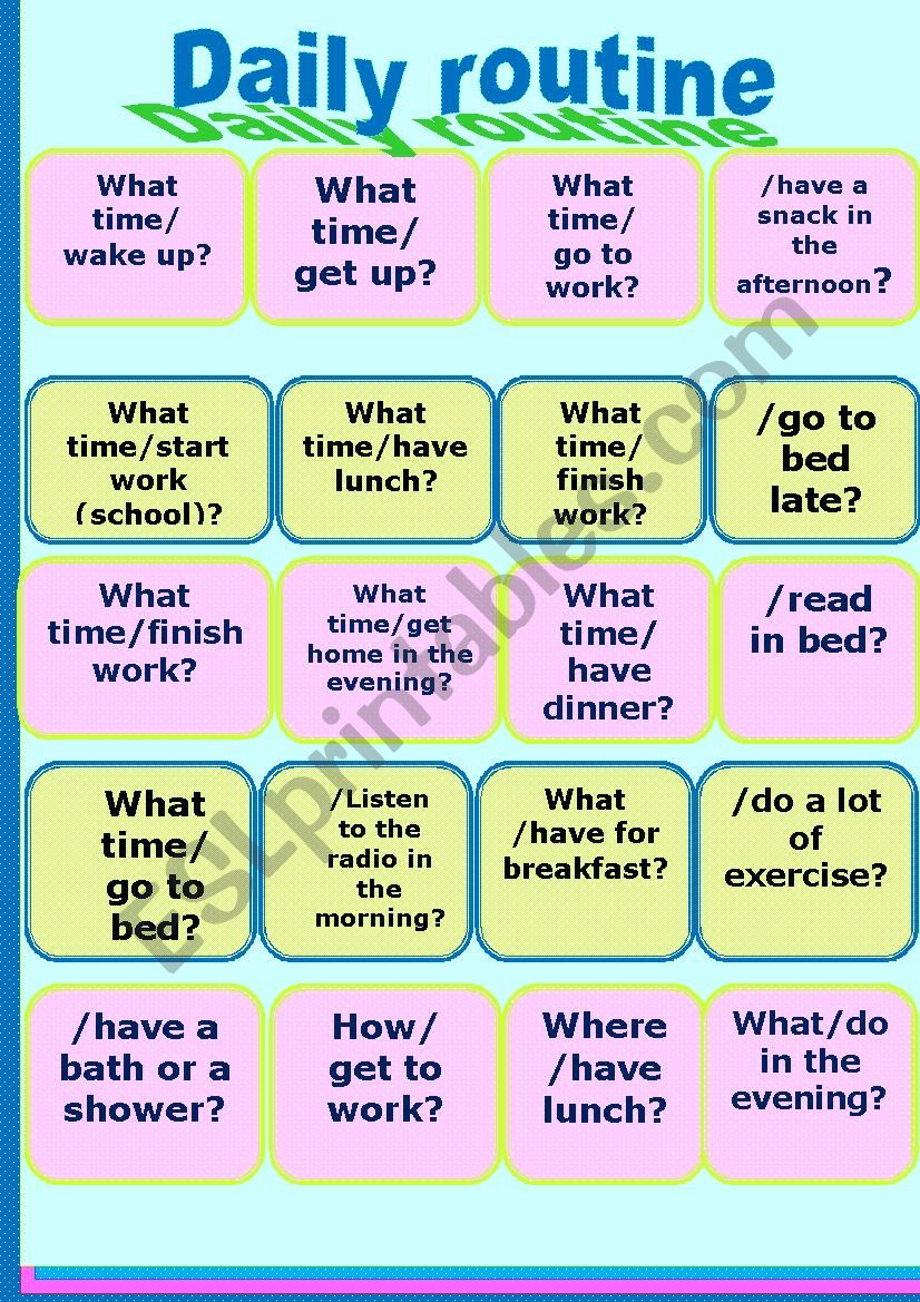 Daily Routine Speaking Cards ESL Worksheet By Marta Veiga