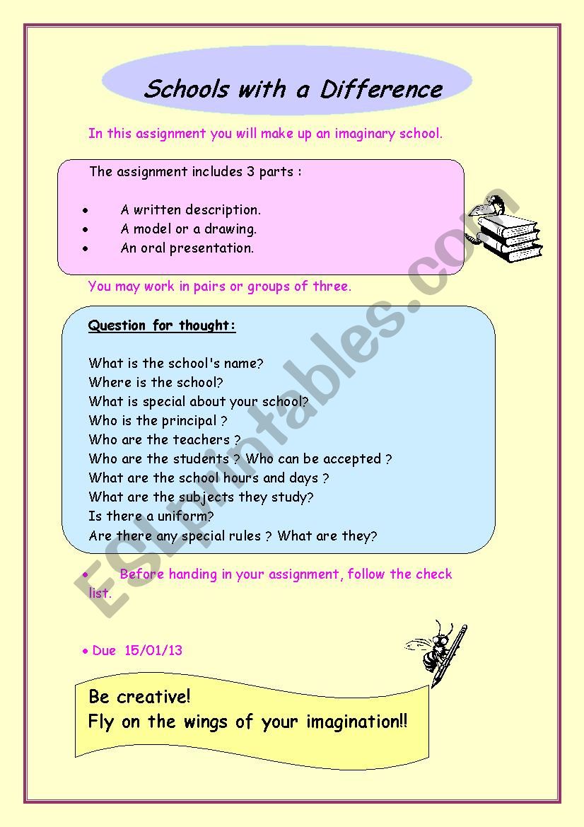 School with a difference worksheet