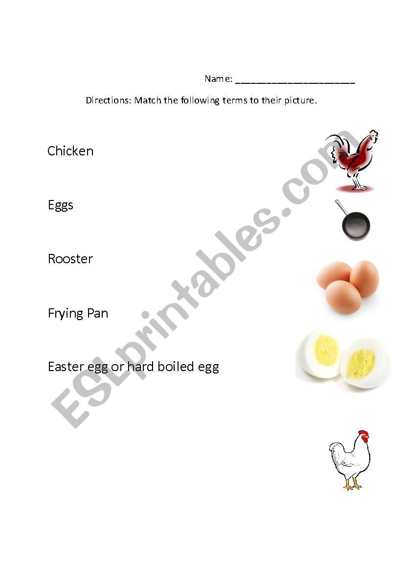 Egg Matching Vocabulary worksheet