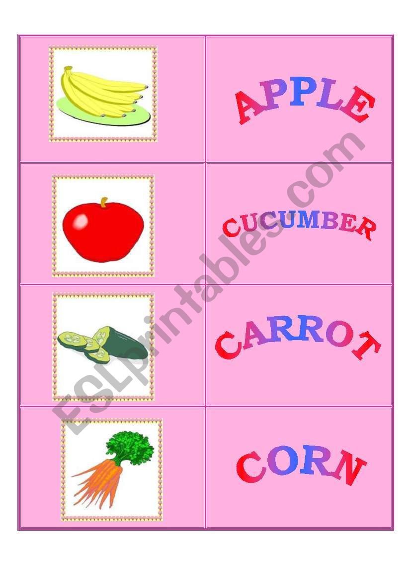 Fruit and vegetables - domino set - part II