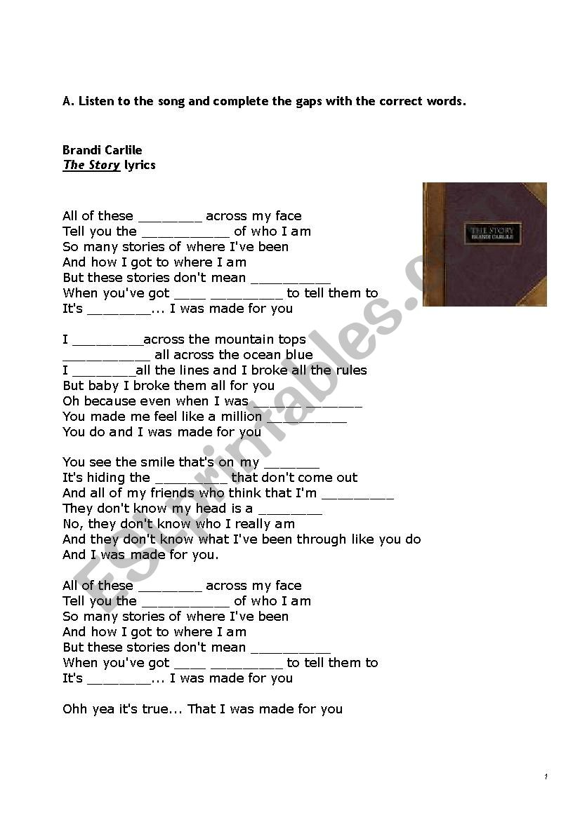 the story - song worksheet