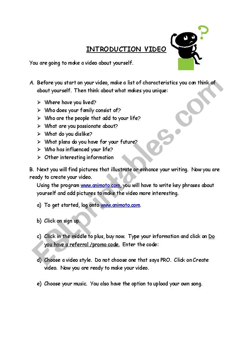 Who I am Video worksheet