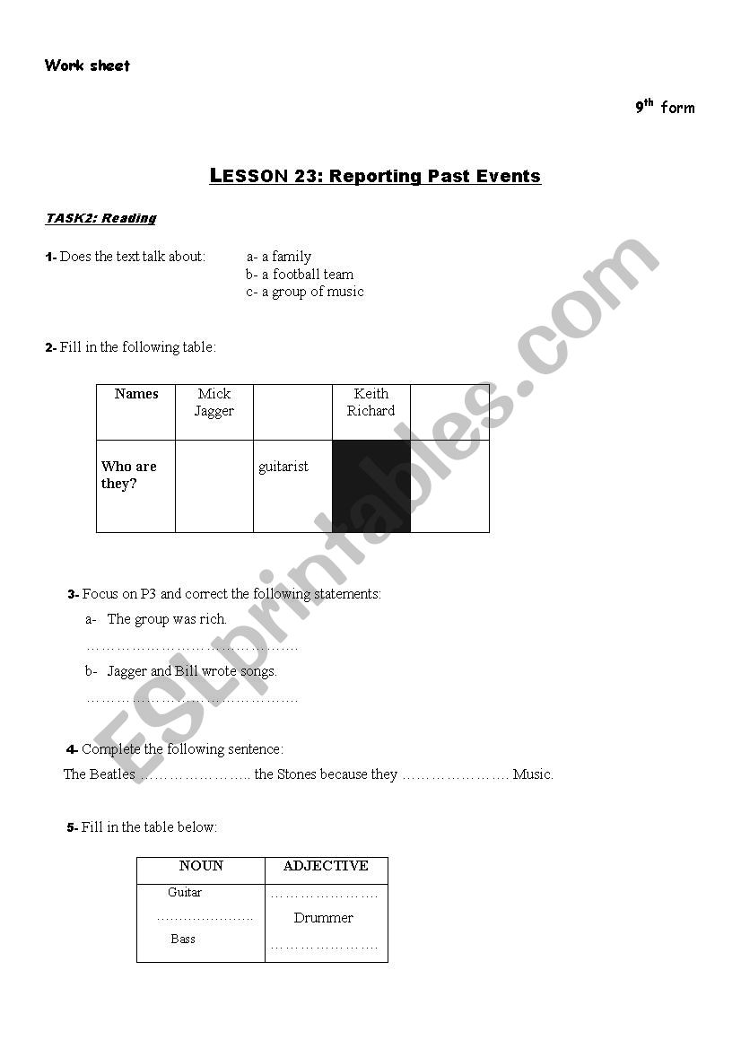 worksheet 9th form.lesson 17 worksheet