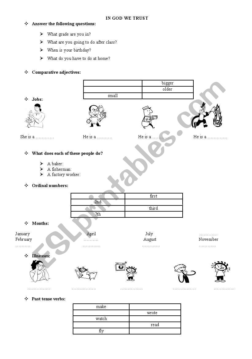 English worksheets: let´s go 4 test