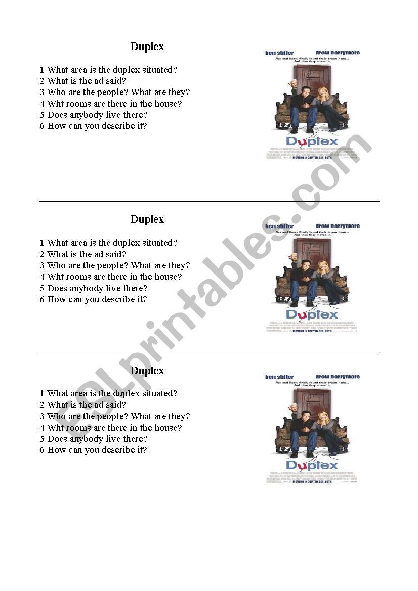 duplex worksheet