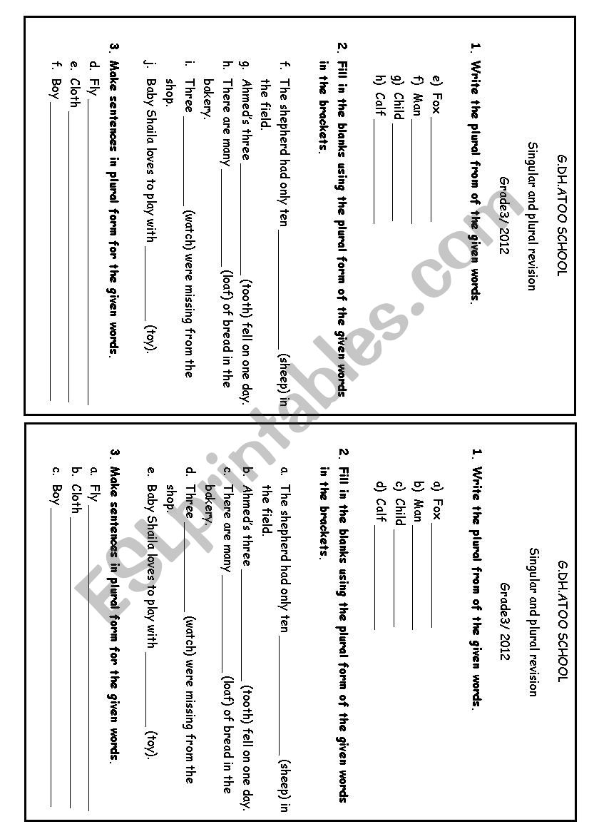 nouns worksheet