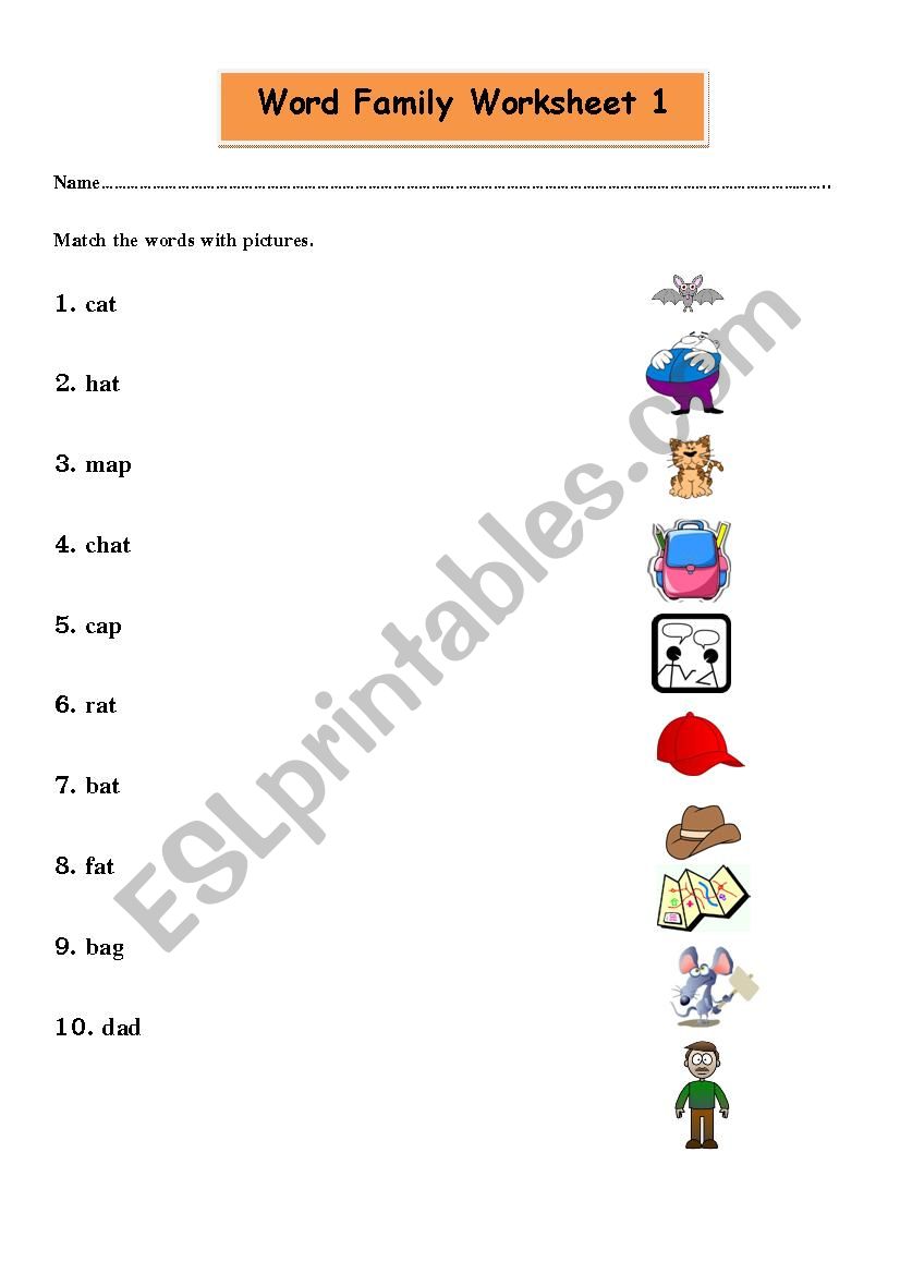 word family practice for second language learners