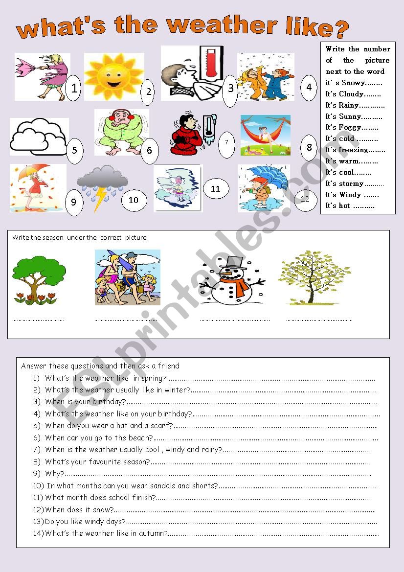 what´s the weather like? - ESL worksheet by primpi