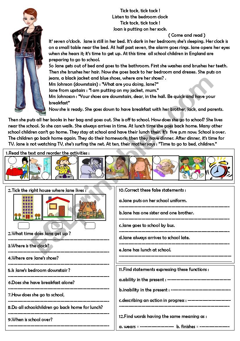 daily routines worksheet