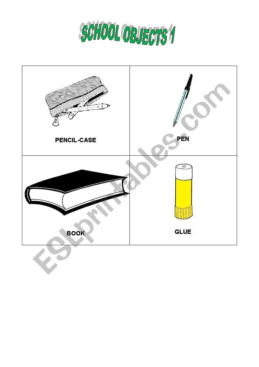 School objects 1 worksheet