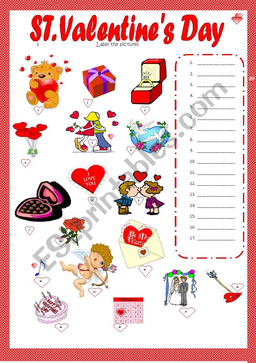 St. Valentine´s Day ESL worksheet by misso