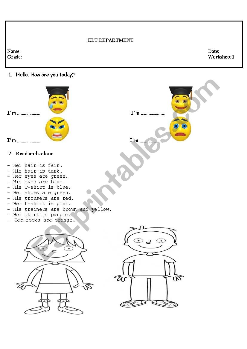 feelings/colours worksheet worksheet