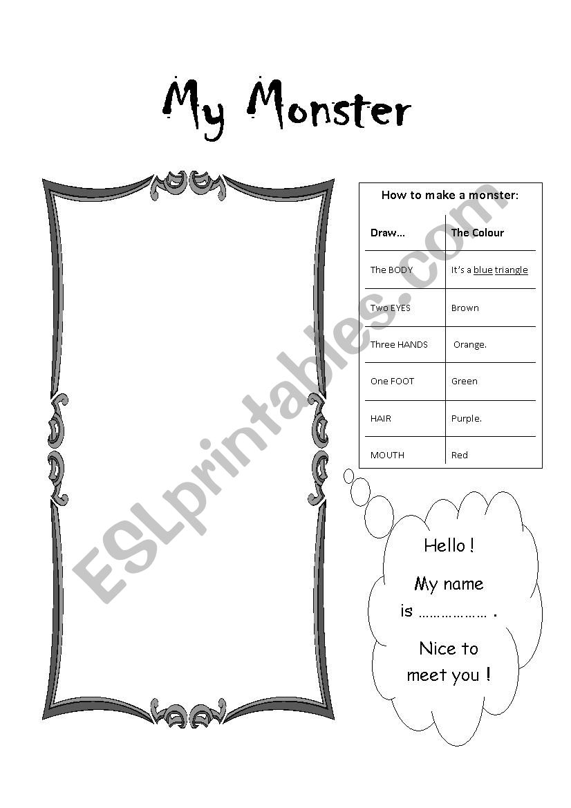 Make Your Own Monster worksheet