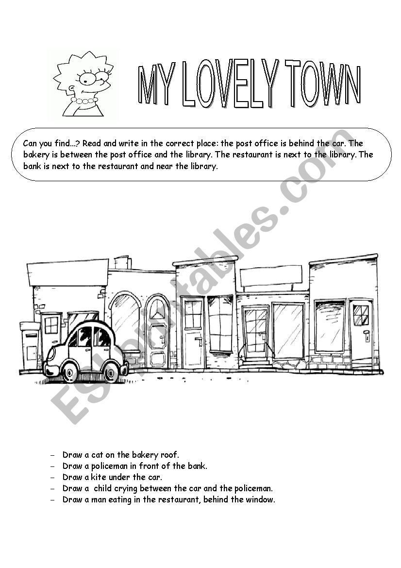 My lovely town worksheet