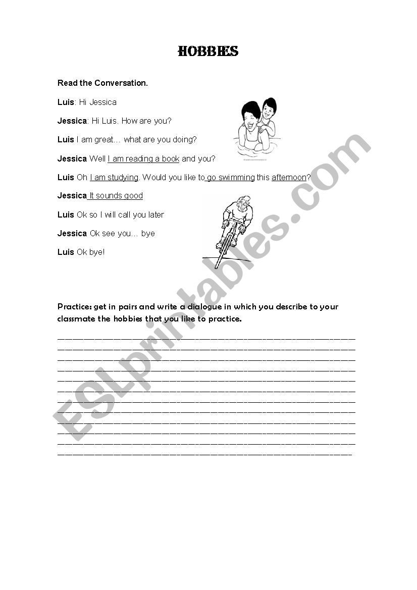 hobbies worksheet