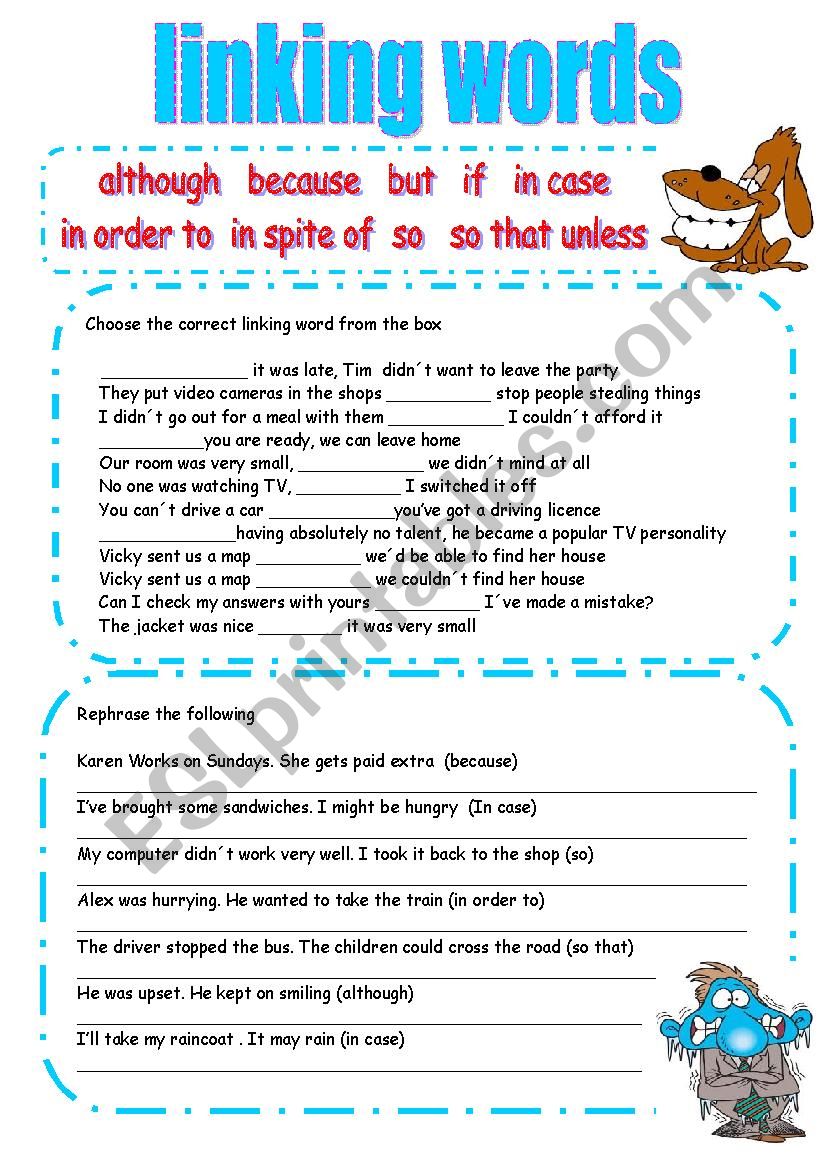 Linking Words Worksheet Teaching Resources Gambaran