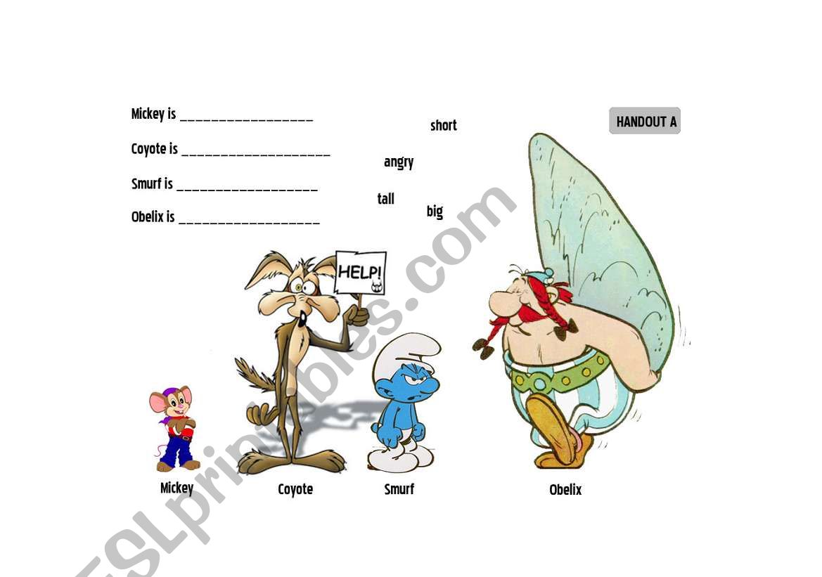 Adjectives match elementary worksheet