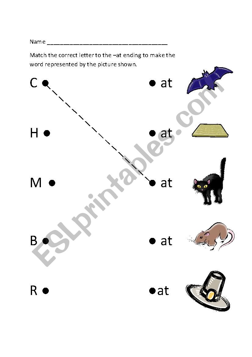 Words Ending In at ESL Worksheet By Kbodie