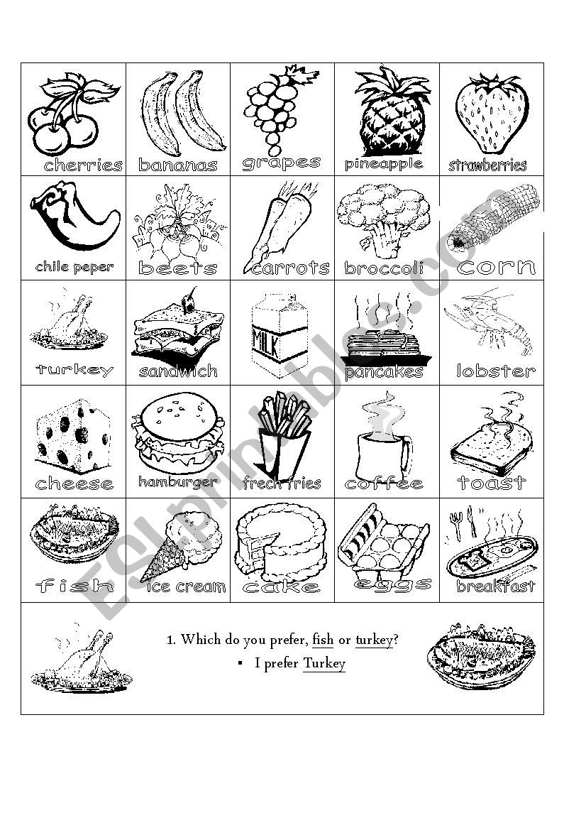 food worksheet