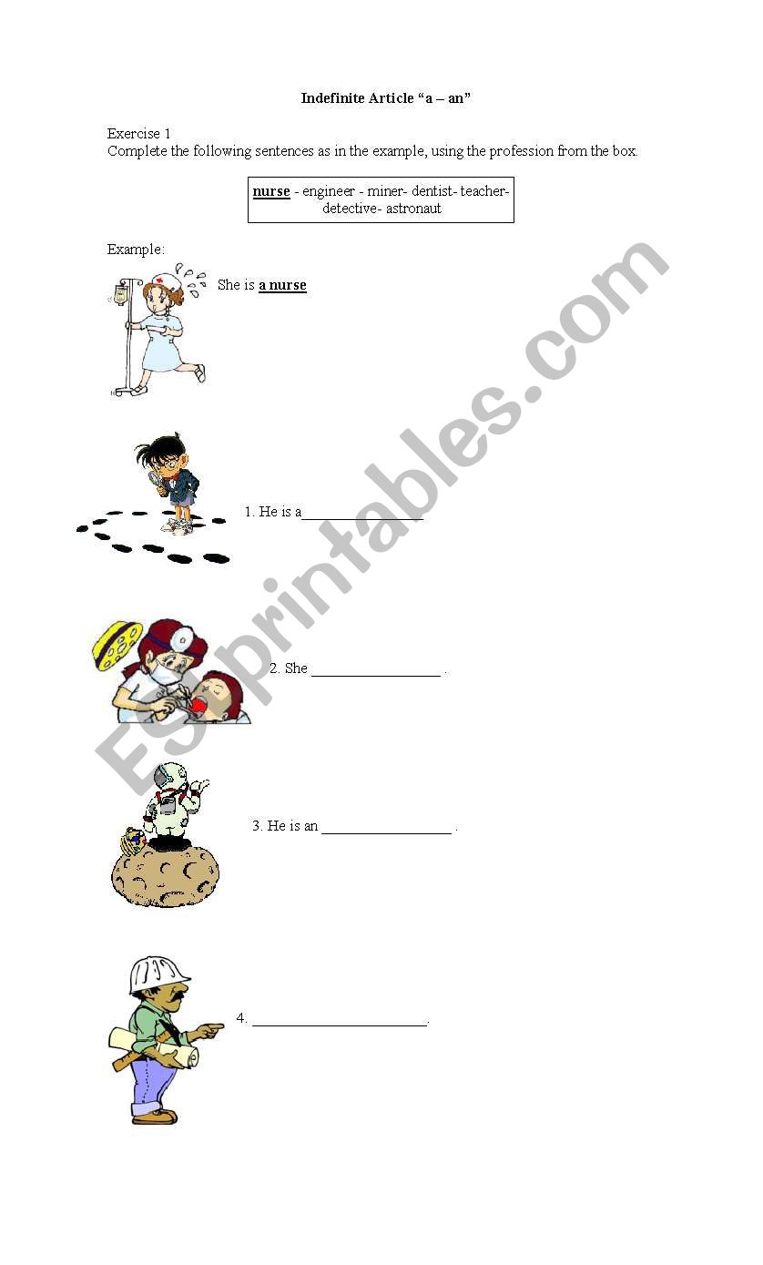 Indefinite Article (A-AN) worksheet